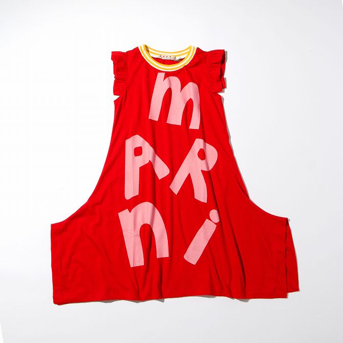 Marni マルニ ブランドロゴノースリーブワンピース 女の子 子供服 こども服 キッズ おしゃれ かっこいい かわいい ブランド 限定セール 5 11歳の子供の女の子は赤く印刷されたドレスを回す Vladatk Gov Ba