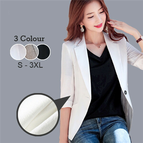 楽天市場 送料無料 レディース テーラードジャケット 綿麻調 サマージャケット 洗える ジャケット 春 夏 1つボタンジャケット ウオッシャブル サマースーツ フォーマル オフィス カジュアル おしゃれ 無地 白 黒 ネイビー グレー 小さいサイズ 大きいサイズ Blissfellows