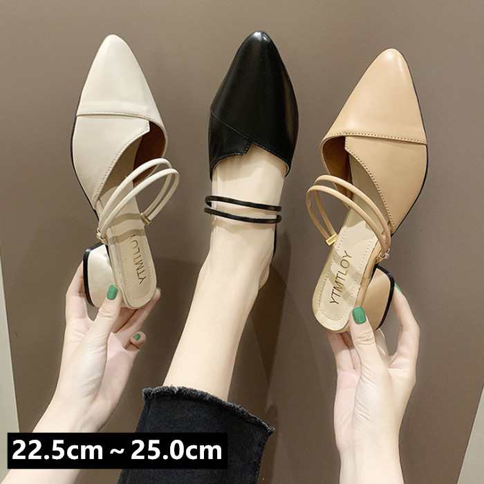 【クーポンで2000円OFF】ミュールパンプス レディース パンプス チャンキーヒール 太ヒール　パンプス 痛くない サンダル 卒業式 結婚式 オフィス ヒール フォーマル おしゃれ 脱げない 婦人靴 優雅 母の日 カジュアルポインテッドトゥ 美脚ミュール22.5cm～25.0cm