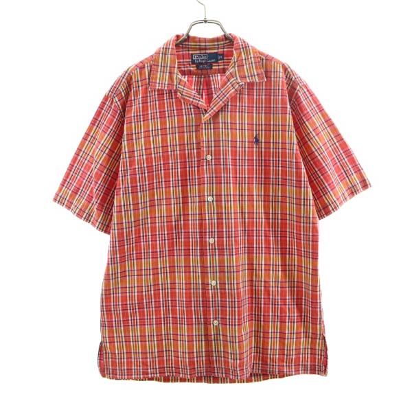 ラルフローレン　clayton オープンカラー　シャツ　半袖　チェック 美品 XL 黒 チェック柄 Clayton ポロラルフローレン 半袖開襟