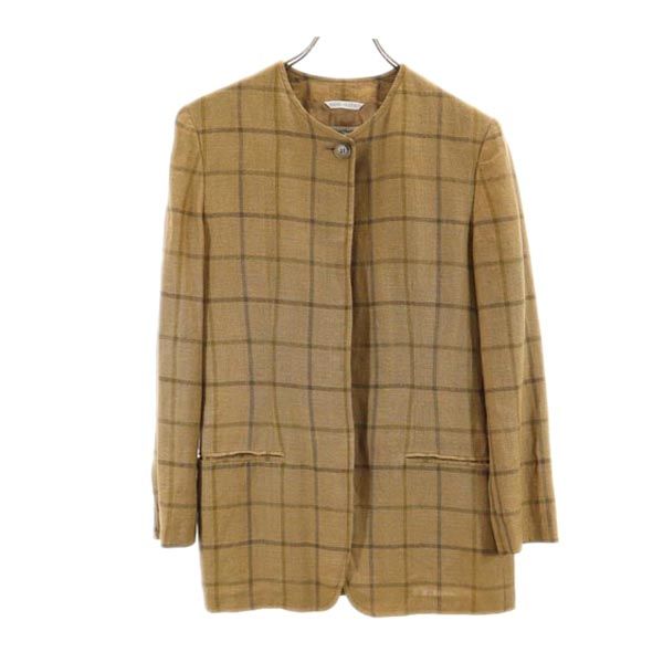 ARMANI COLLEZIONI ノーカラージャケット コットン リネン混 ARMANI COLLEZIONI ノーカラージャケット コットン リネン混