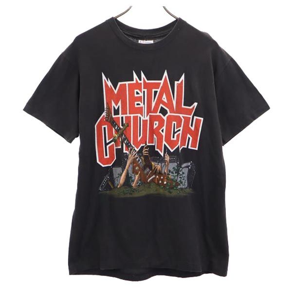 ヘインズ 90s 年寄りの USA製 METAL CHURCH WORLD TOUR 1991-1992 半袖 ティーシャツ L 黒いこと系 Hanes 金属元素教会堂 バンT メンズ 【中古】  【230629】 電子メイル便可 トップス-Tシャツ・カットソー-メンズファッション