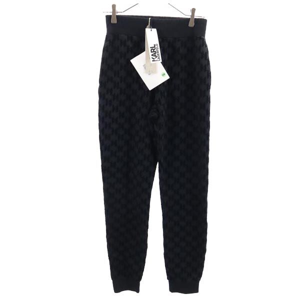 古着 未当て嵌める KARL LAGERFELD カールラガーフェルド 総柄 スウェットパンツ XS 黒いこと UNISEX ALLOVER KL FLOCK SWEATS メンズ 【中古】 【PD】 メンズファッション-ズボン・パンツ