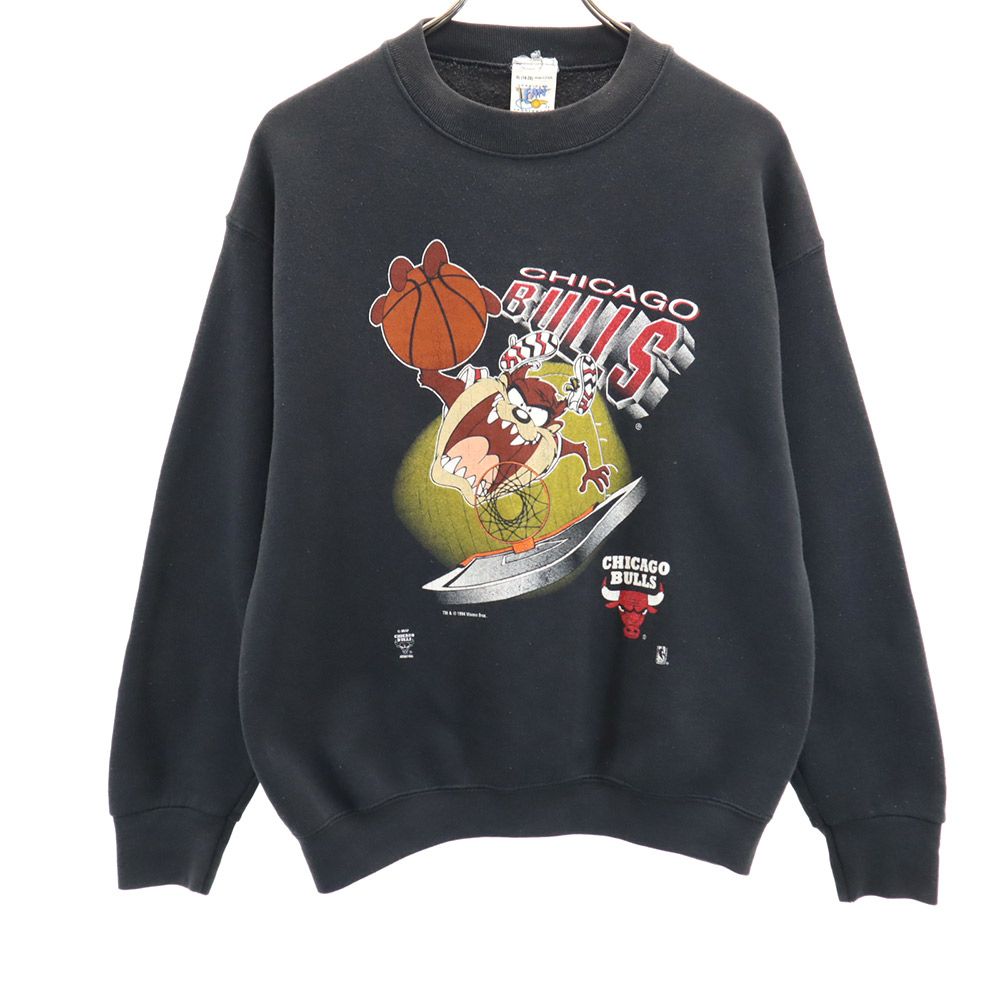 古着 Warner Bros ワーナーブラザーズ 90s シカゴブルス USA製 長袖 調教師 XL（18-20） 黒いこと 流汗 裏起毛 キッズ 【中古】