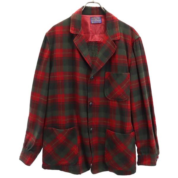 Pendleton　40s　ウールコート　グレンチェック　ボア　くるみボタン　L ウールアクリルグレンチェックチェスターコート｜メンズ