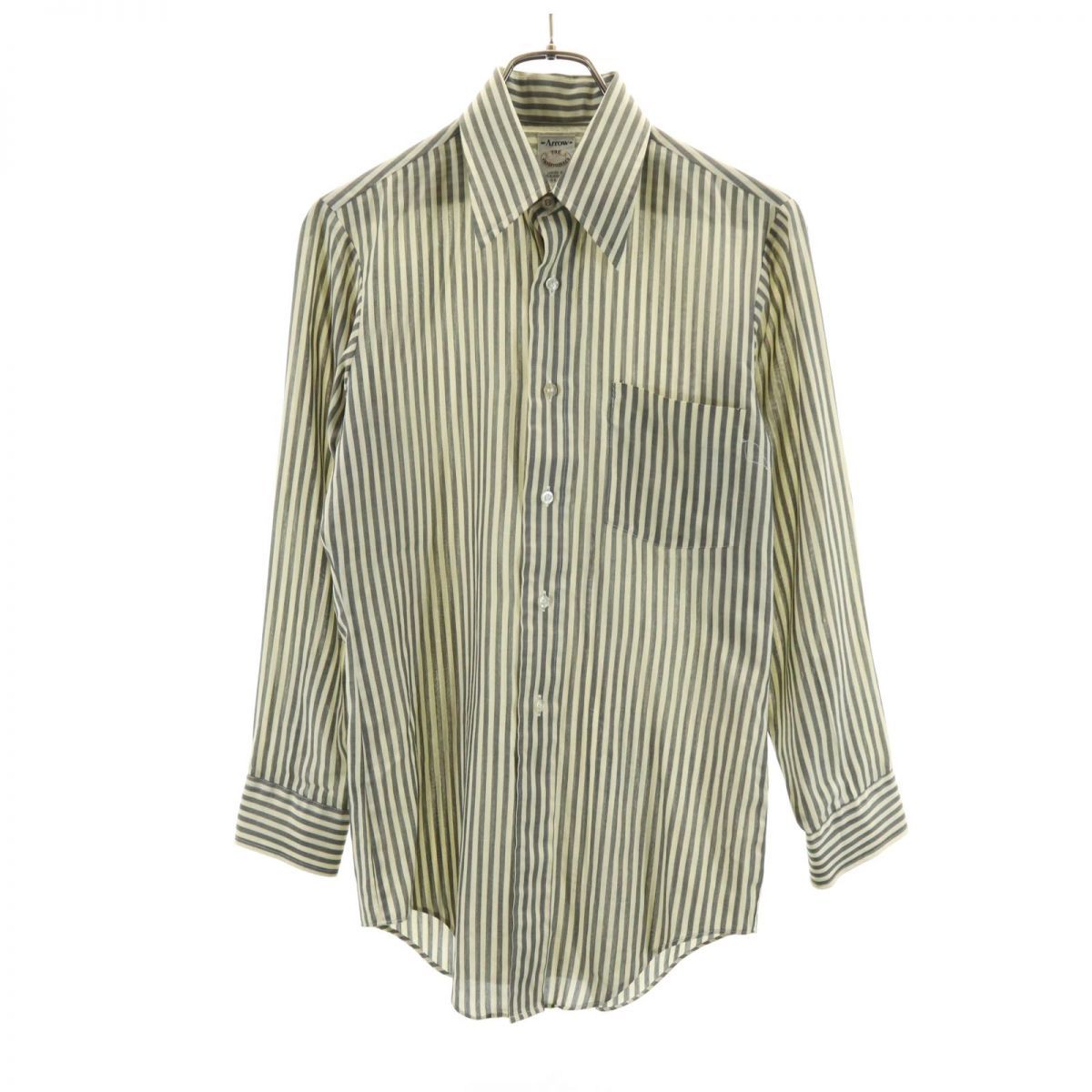 70s ARROW ストライプシャツ ヴィンテージシャツ M Kent Collection by Arrow ストライプ柄 ロングスリーブシャツ