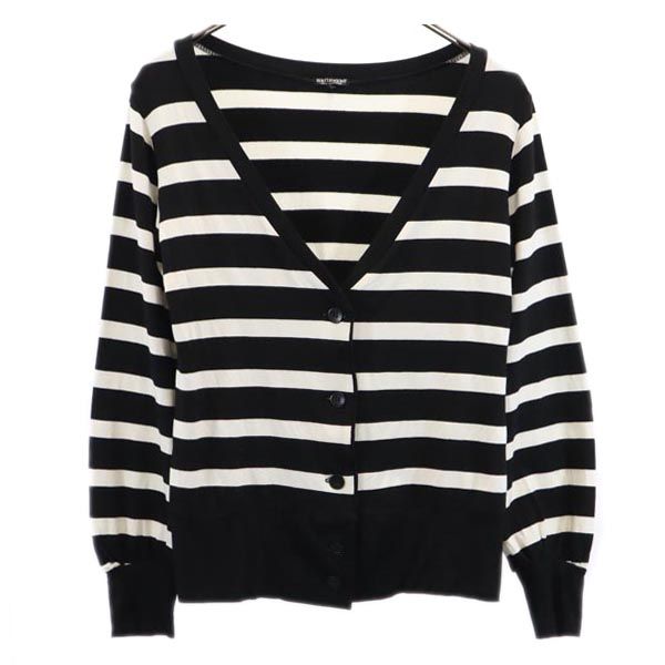 マリメッコ レーヨンブレンド ボーダー 長袖 カーディガン XS 白×黒 marimekko レディース os-fre-73071_001.jpg