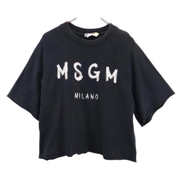 エムエスジーエム イタリア製 半袖 流汗 XS 黒いこと系 MSGM 調教師 ロゴタイプ メンズ 【中古】  【230619】