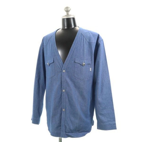 新品 クオルト DNM-WESTERN SHIRTS ウエスタン ジーンズ プルオーバー 上衣 XL quolt 否色つや 深V素っ首 ウォッシュドブルー メンズ 【200228】
