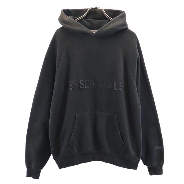 古着 ESSENTIALS エッセンシャルズ 長袖 スウェットパーカー S 黒いこと系 裏起毛 ロゴタイプ メンズ 【中古】