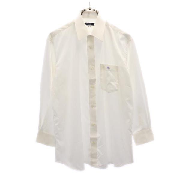 極限定 バーバリーブラックレーベル アイボリーチェック ドレスシャツ 総柄 美品 BURBERRY BLACK LABEL バーバリーブラックレーベル シャツ 長袖