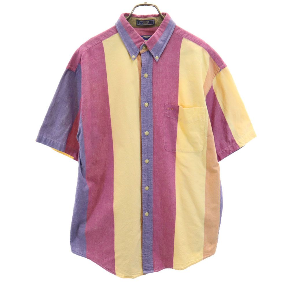 90s ARROW 半袖シャツ \"ライトモスグリーン\" XL-size Men's】 70s ARROW スカイブルー ストライプ 半袖 シャツ