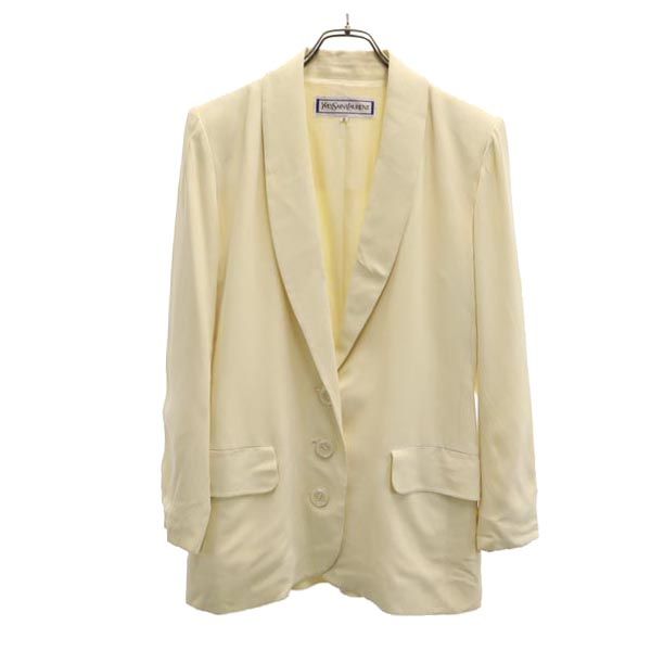 イヴ・サンローラン　ノーカラージャケット　白　M YSL os-fre-73641_001.jpg