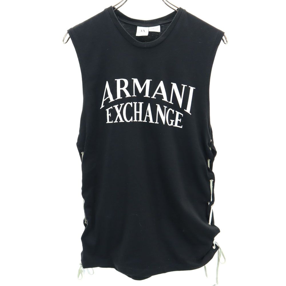 EMPORIO ARMANI プリント入りタンクトップ ブラック USA S 赤 A|X アルマーニ エクスチェンジ】AXロゴ タンクトップ/RELAXED
