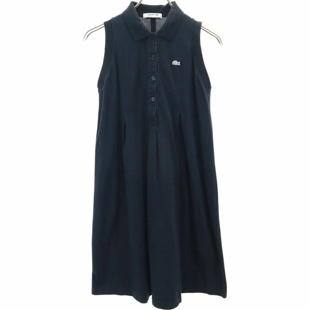 【最終価格】別注 LACOSTE ピケ ポロワンピース ブラック 38 LACOSTE ワンピース 「別注」LACOSTE / ロング ピケ ドレス