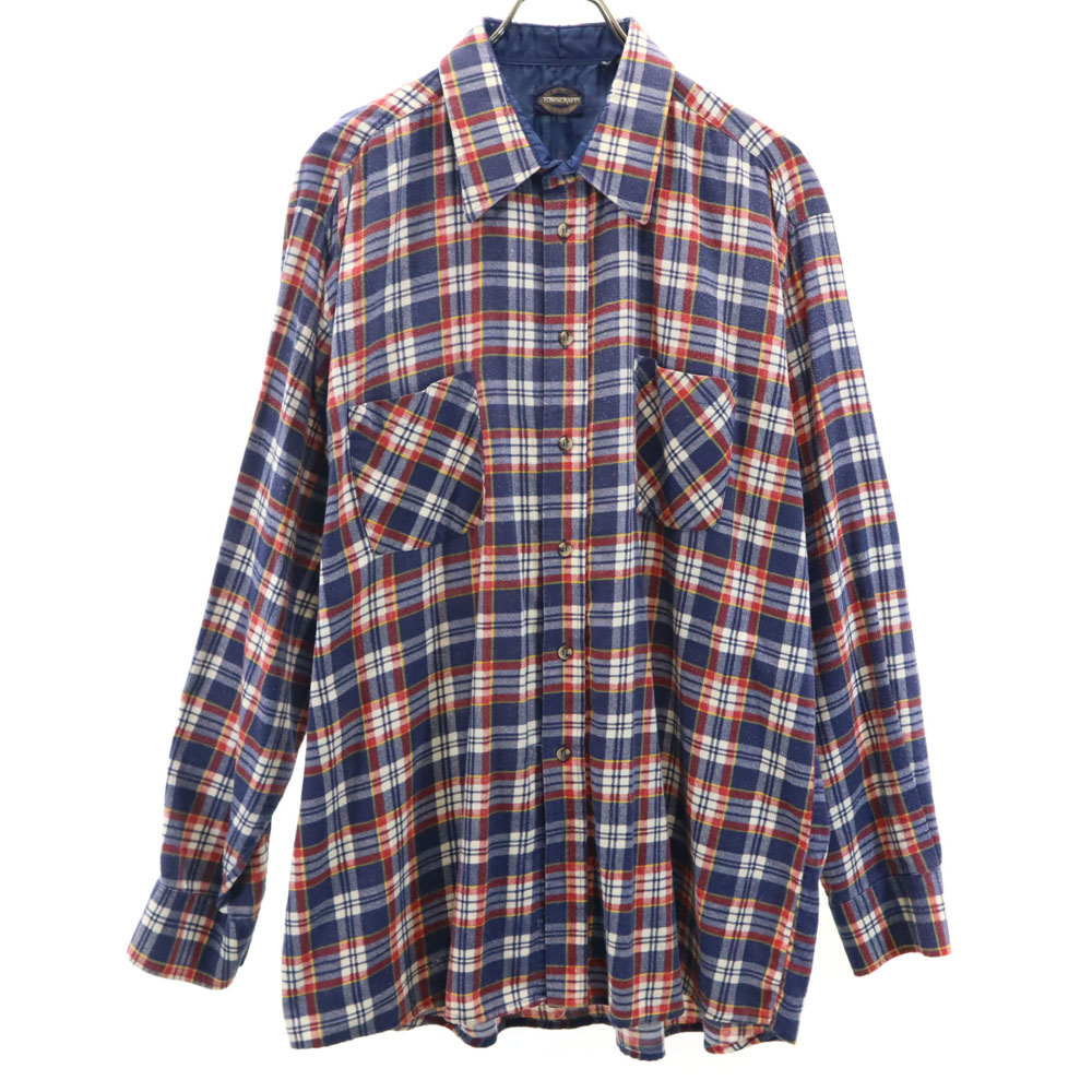 60s TOWNCRAFT コーデュロイ プリント シャツ L 50s～60s TOWNCRAFT Print Corduroy Open Collar Shirt 生成り S