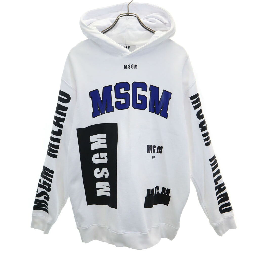 古着 MSGM エムエスジーエム 長袖 スウェットパーカー S ホワイト 裏起毛 メンズ 【中古】｜古着、USED専門百貨店BIG2nd