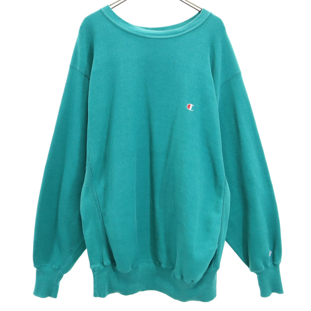 古着 Champion チャンピオン 90s リバースウィーブ オールド 刺繍タグ 長袖 スウェット トレーナー XL グリーン 裏起毛 メンズ 【中古】|古着、USED専門百貨店BIG2nd