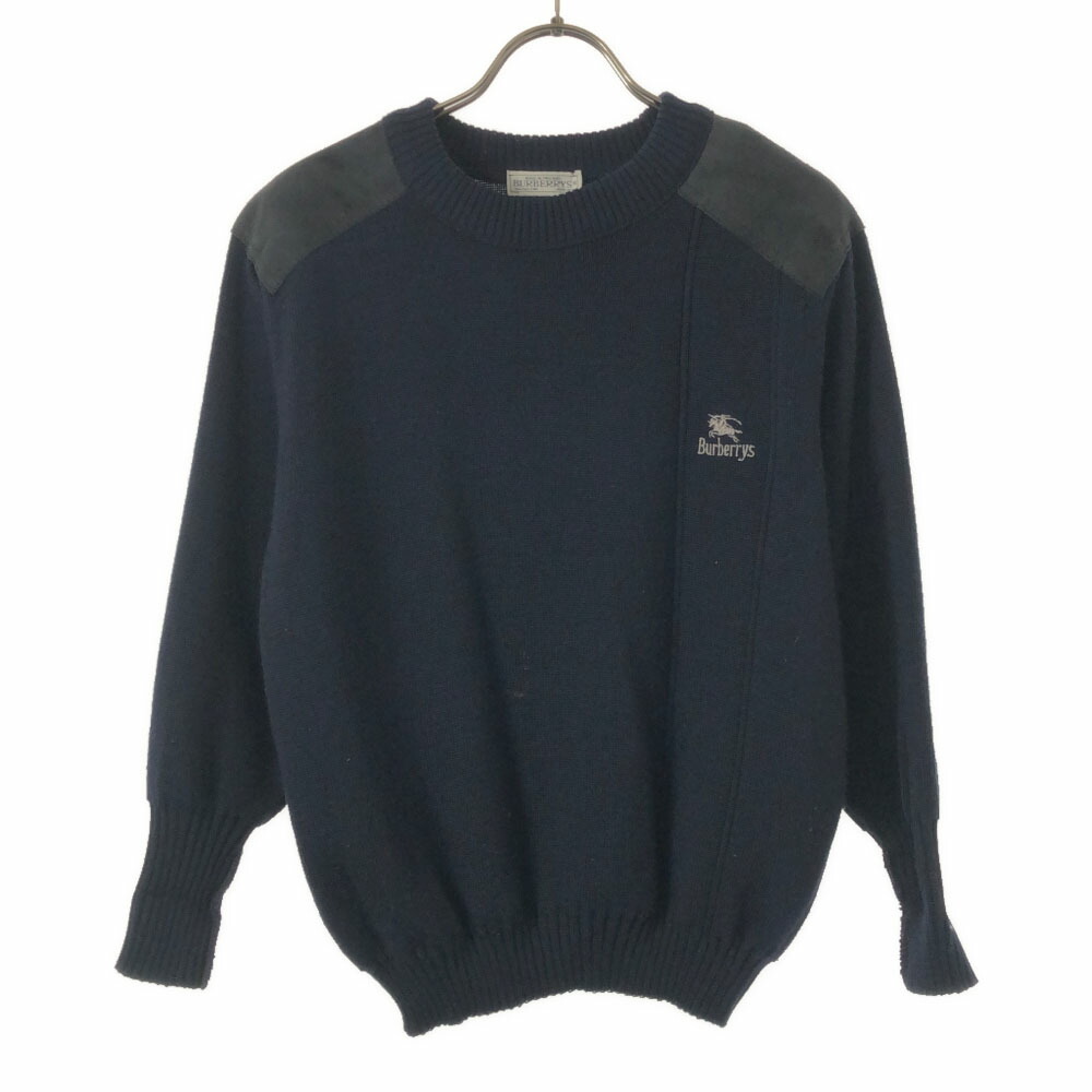 希少 美品 90s 英国製 バーバリー コマンドセーター ロゴ刺繍 Lサイズ