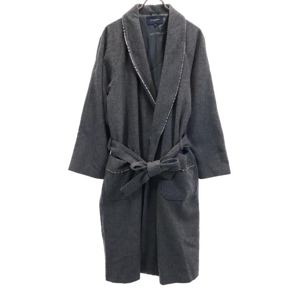古着 BURBERRY バーバリー 日本製 羊毛100％ 長袖 化粧着 M 薄墨色系 御部屋御召しもの メンズ 【中古】 【PD】