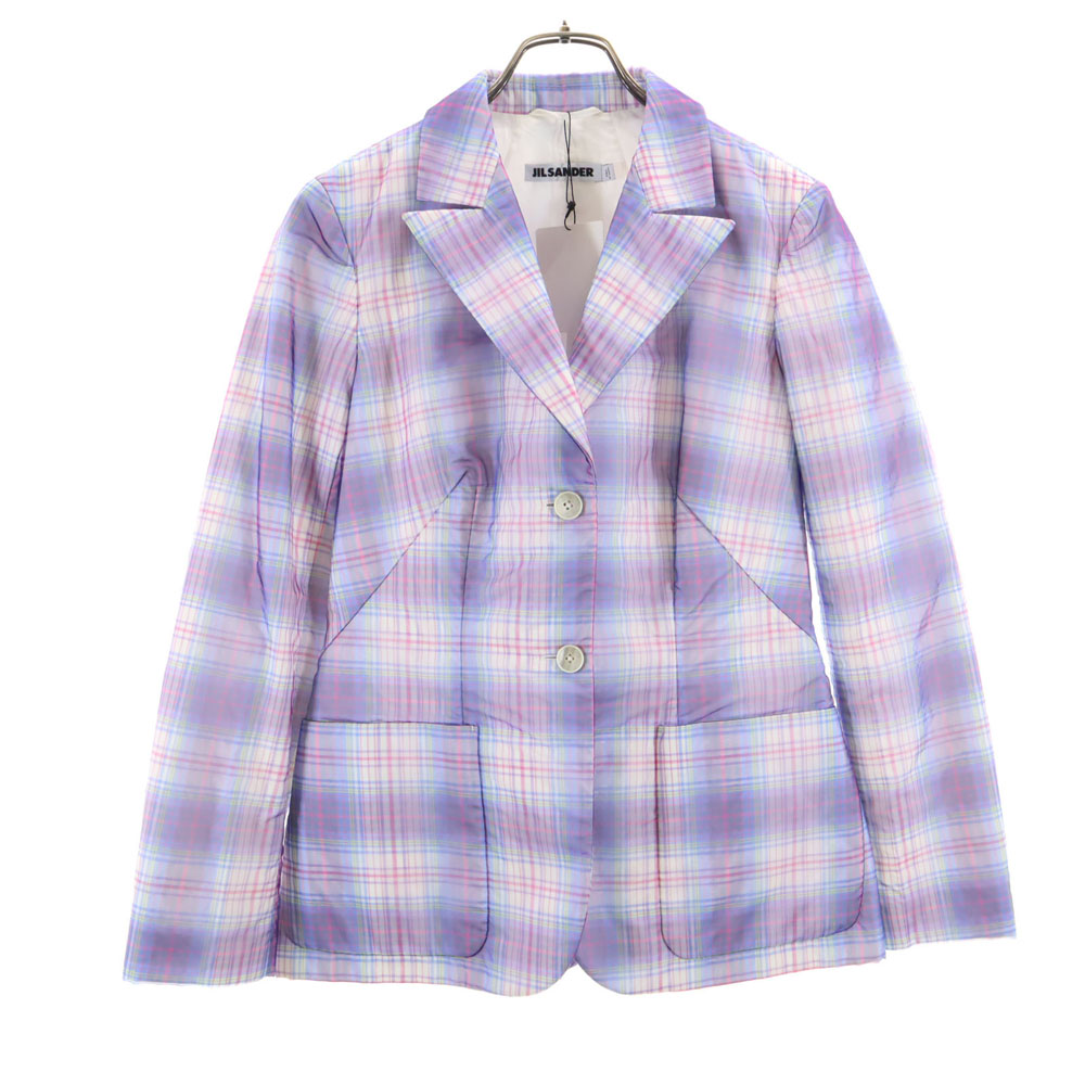 古着 未当て嵌める JIL SANDER ジルサンダー イタリア製 照合のしるし柄 テーラードジャケット 36 パープル系 レディース 【中古】 【PD】 コート・ジャケット-レディースファッション