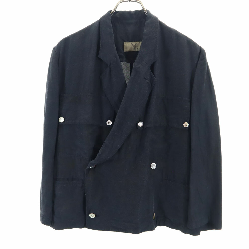【美品】Y's ワイズ ノーカラージャケット ワイド 濃茶 ヨウジヤマモト Y's for men yohji yamamoto 赤タグ スタンドカラージャケット