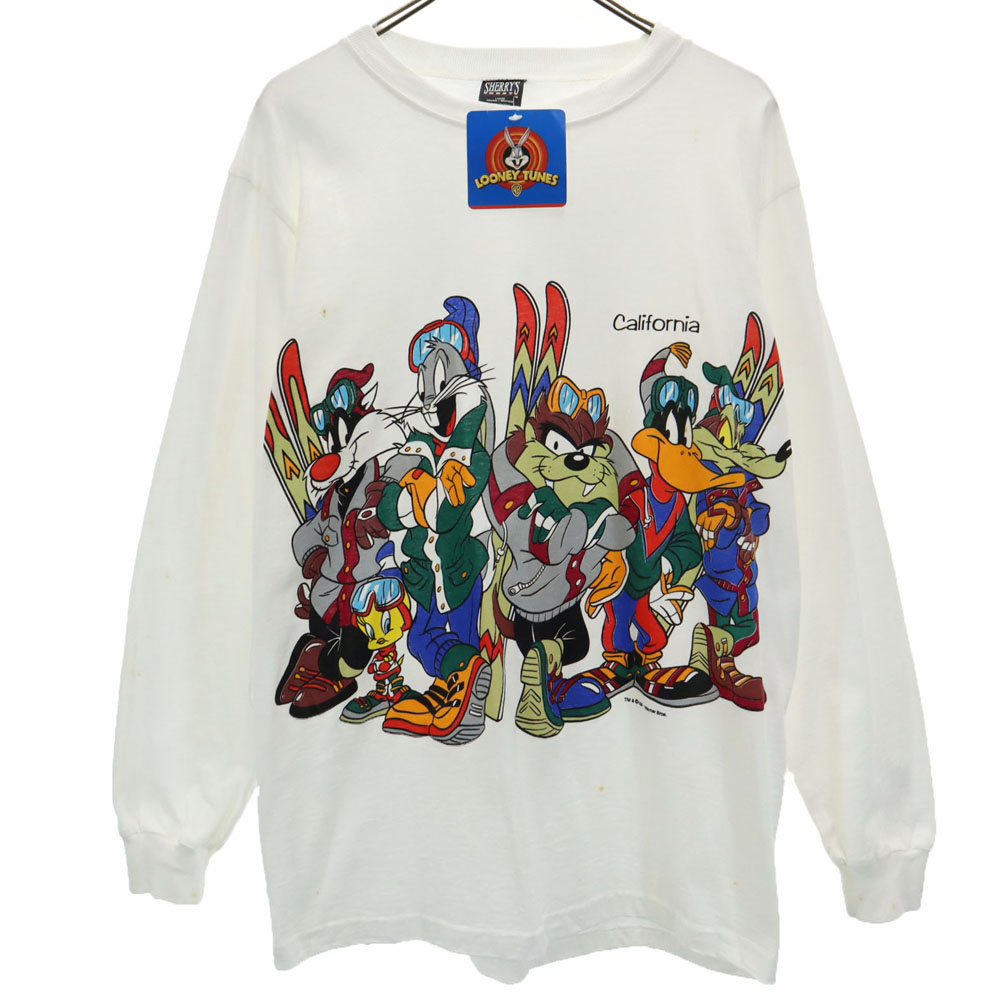 古着 SHERRY&rsquo;S シェリーズ 90s 未使用 ルーニーテューンズ USA製 ワーナーブラザーズ デッドストック プリント 長袖 Tシャツ L ホワイト系 ロンT タグ付き メンズ 【中古】｜古着、USED専門百貨店BIG2nd