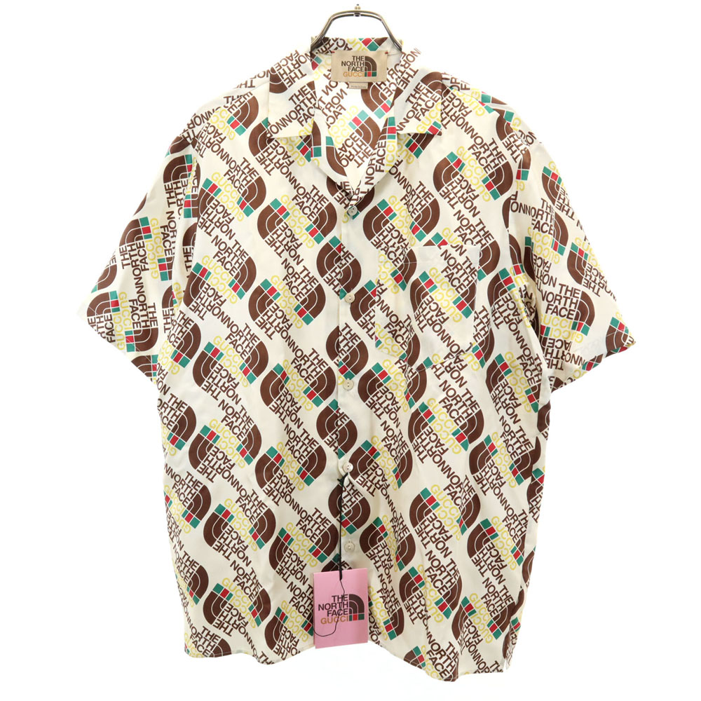 古着 未使用 GUCCI グッチ イタリア製 ノースフェイス コラボ シルク 総ロゴ 半袖 シャツ 46 アイボリー系 x THE NORTH FACE 箱付き メンズ 【中古】｜古着、USED専門百貨店BIG2nd