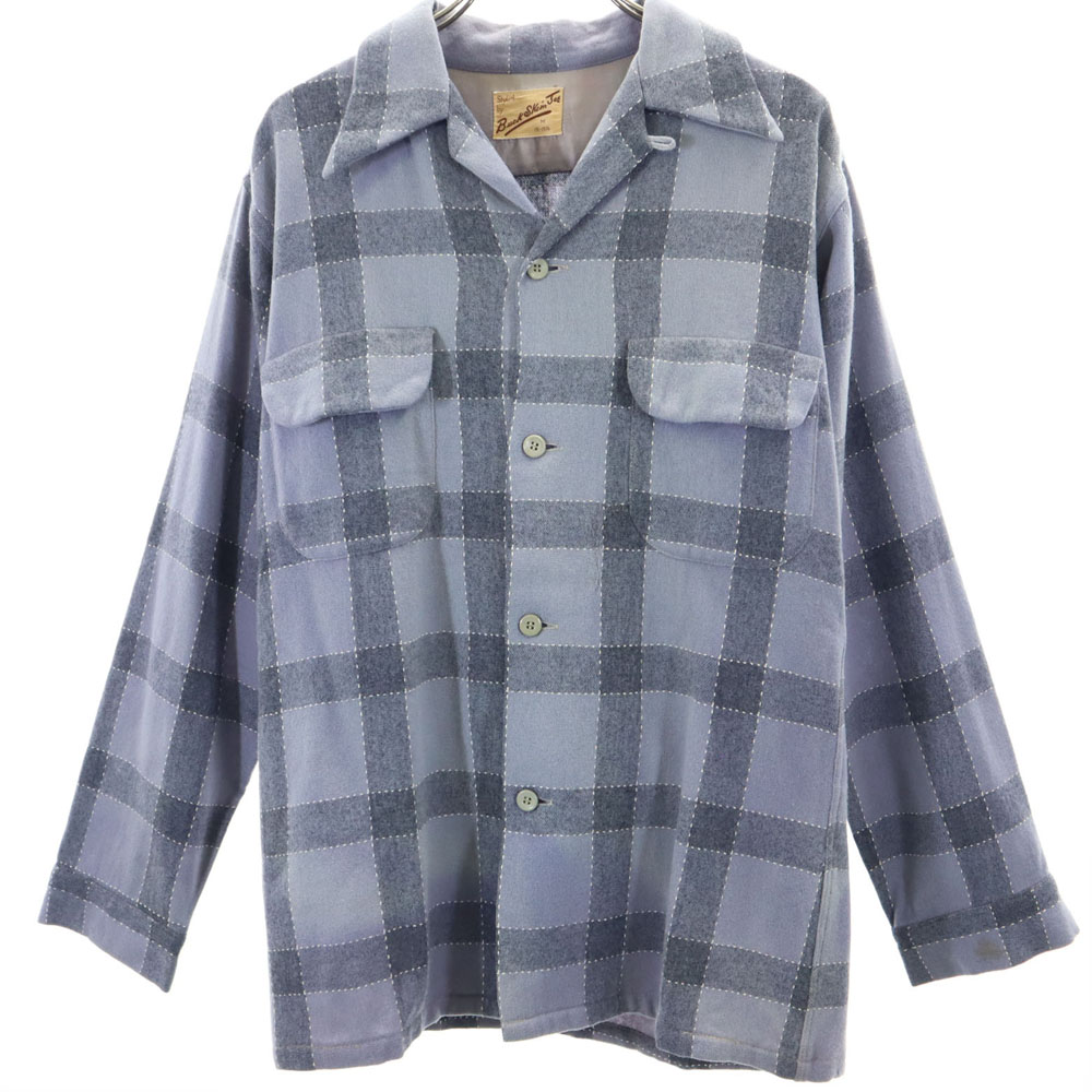 楽天市場】50s 60s Brent チェック ウール 長袖 オープンカラー シャツ