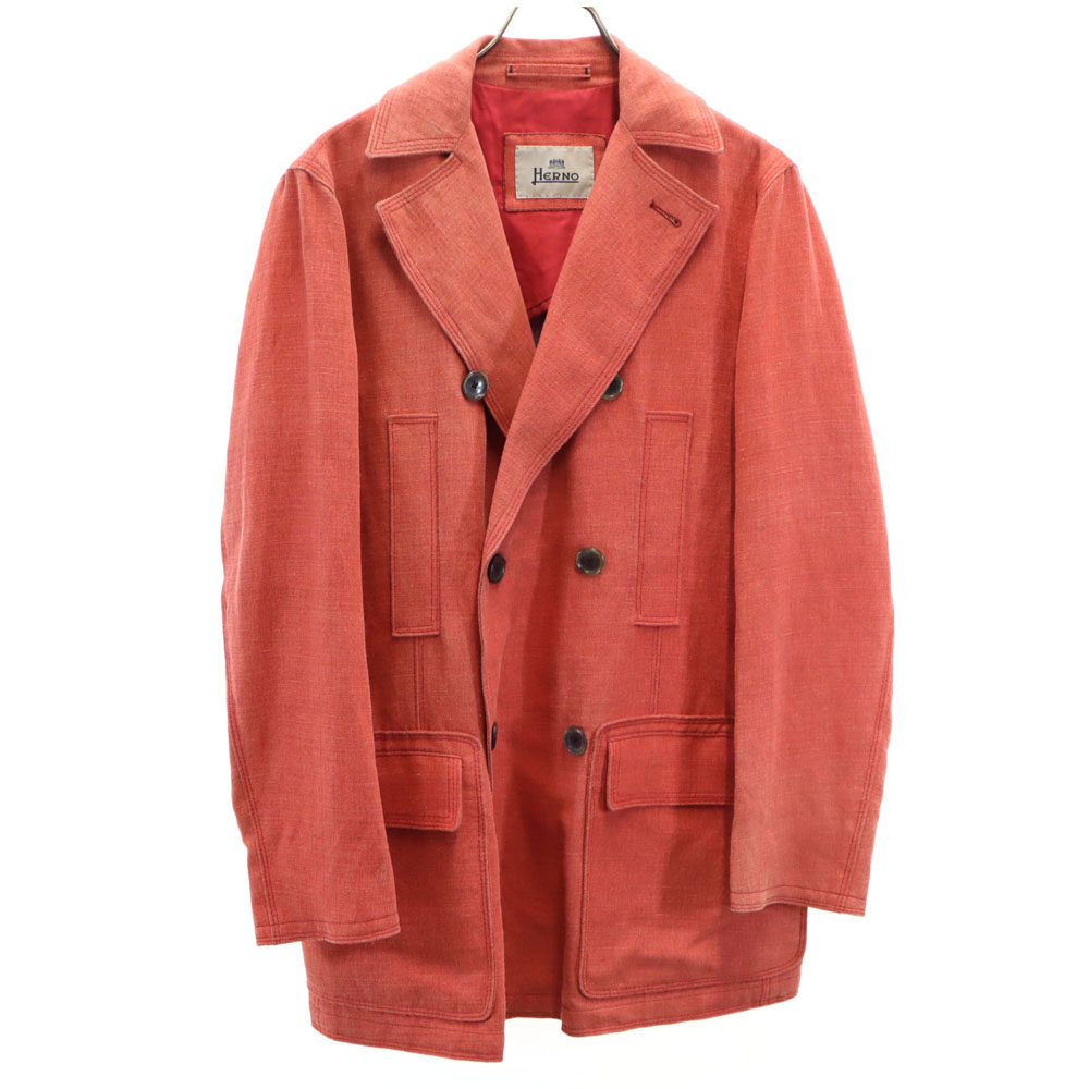 古着 Herno ヘルノ イタリア製 リネンブレンド ダブル ジャケット 48 朱色系 メンズ 【中古】|古着、USED専門百貨店BIG2nd