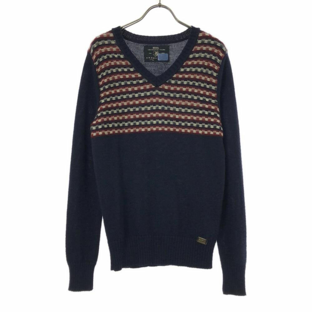 DIESEL - DIESEL ディーゼル ニット・セーター XS カーキxピンクx紺等(総柄) 【古着】【中古】 DIESEL（ディーゼル） | ニット・セーターの古着・中古通販
