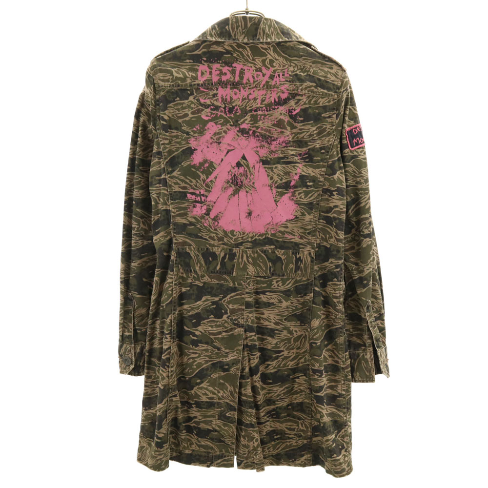 古着 HYSTERIC ヒステリック デストロイ・オール・モンスターズ コラボ カモフラ柄 バックプリント 長袖 ミリタリー ワンピース FREE カーキ x DESTROY ALL MONSTERS 迷彩 レディース 【中古】｜古着、USED専門百貨店BIG2nd