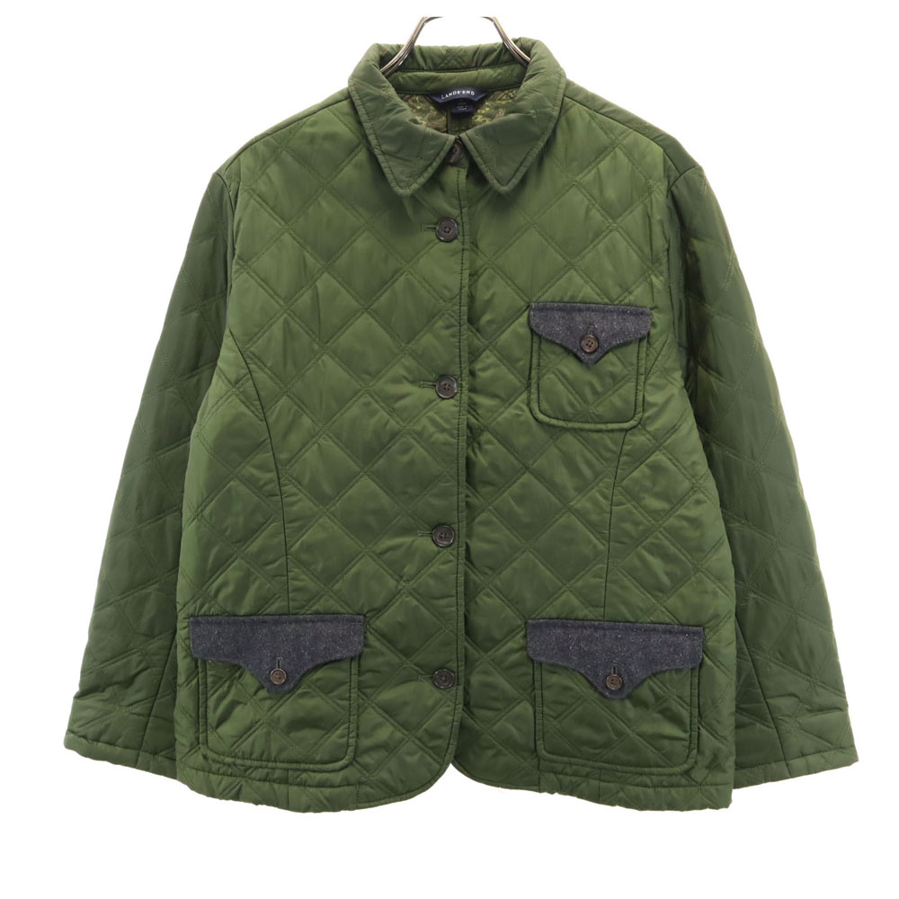 LANDS'END ランズエンド S 襟レザー ブルゾン 裏キルティング