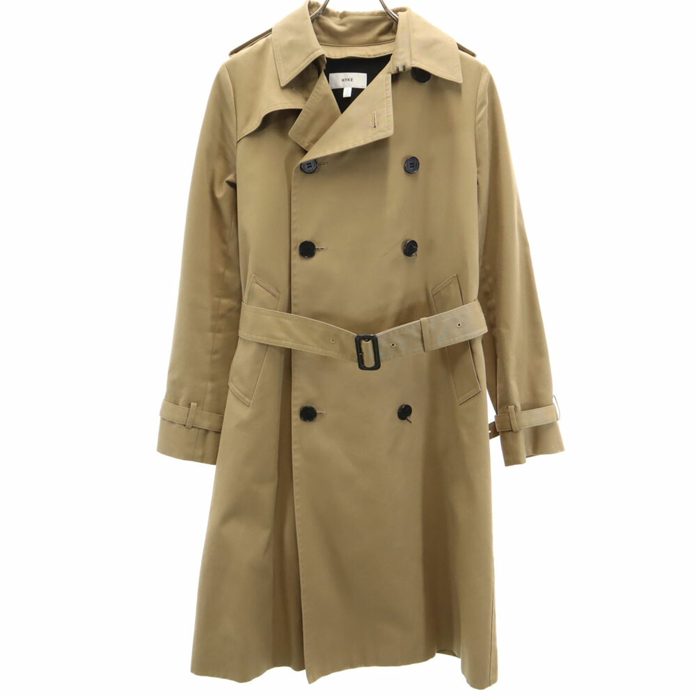 HYKE ハイク トレンチコート コート ベルト ライナー 完備 ベージュ L HYKE 美品 ハイク コットン×ポリエステル ロゴボタン ベルト