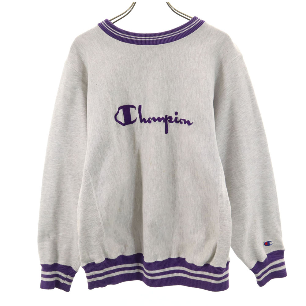古着 Champion はやりっ子 90s 年寄りの USA製 刺しゅう引き船 長袖 リバースウィーブ 流汗 M 薄墨色 REVERSE WEAVE裏起毛 調教師 メンズ 【中古】