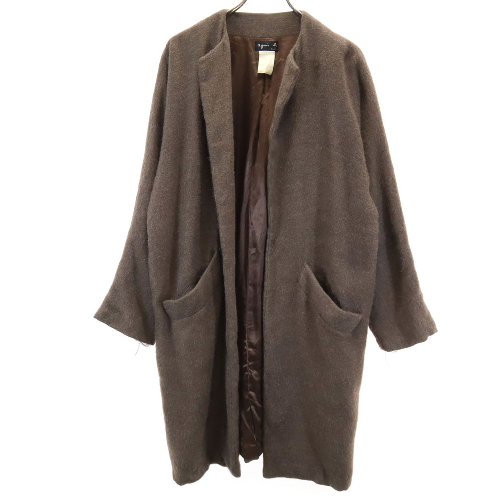 agnès b. アニエスベー　ウールコート　古着 アニエスベーagnes b. 圧縮ウールハイネックコート 黒2 (K