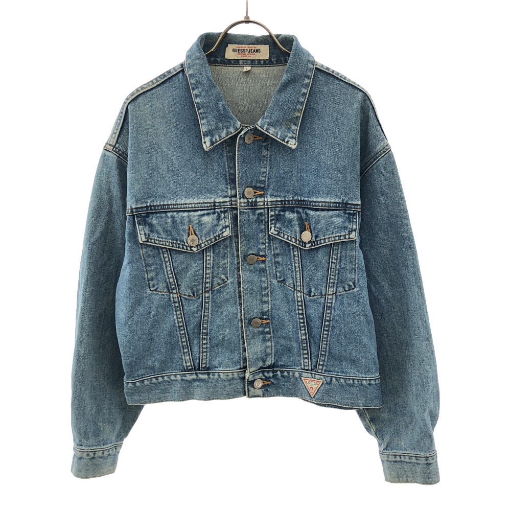 メンズ アメリカ古着 古着 ビンテージ GUESS デニムジャケット L レザー GUESS デニムジャケット gジャン 「ヴィンテージ古着」90's