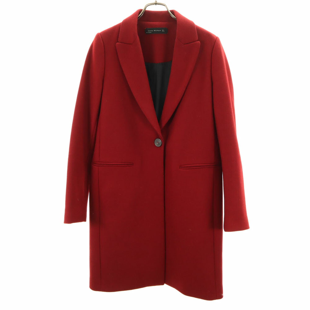 ZARA 今期購入　チェスターコート　レッド/チェック　サイズM ZARA - ZARA チェスターコート レッドの通販 by shop｜ザラならラクマ