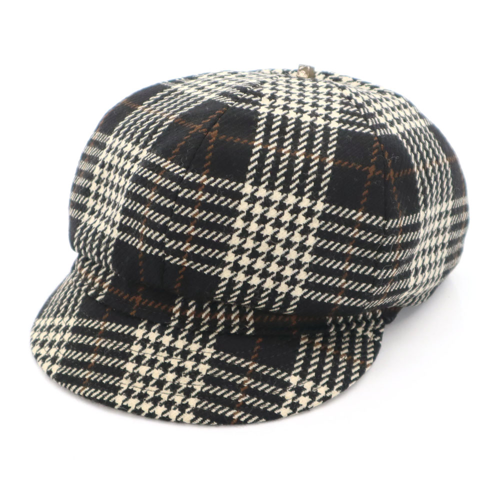 古着 Borsalino ボルサリーノ イタリア製 ウール 千鳥格子 キャスケット ブラック系 レディース 【中古】|古着、USED専門百貨店BIG2nd