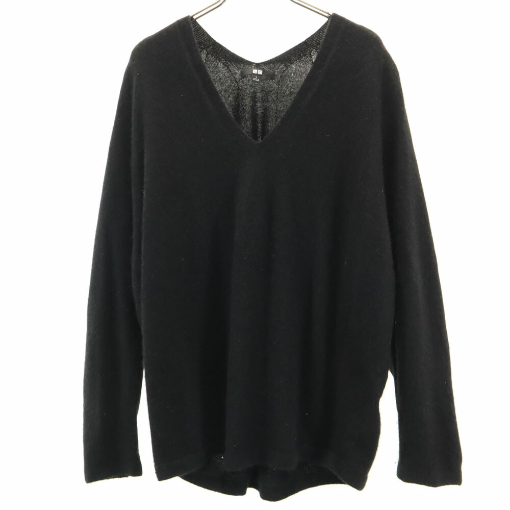 美品 UNIQLO ユニクロ ニット カシミア100％ ブラック黒 薄手ふわふわ 新品 UNIQLO 透かし編み ブラック ノースリーブ セーター XL