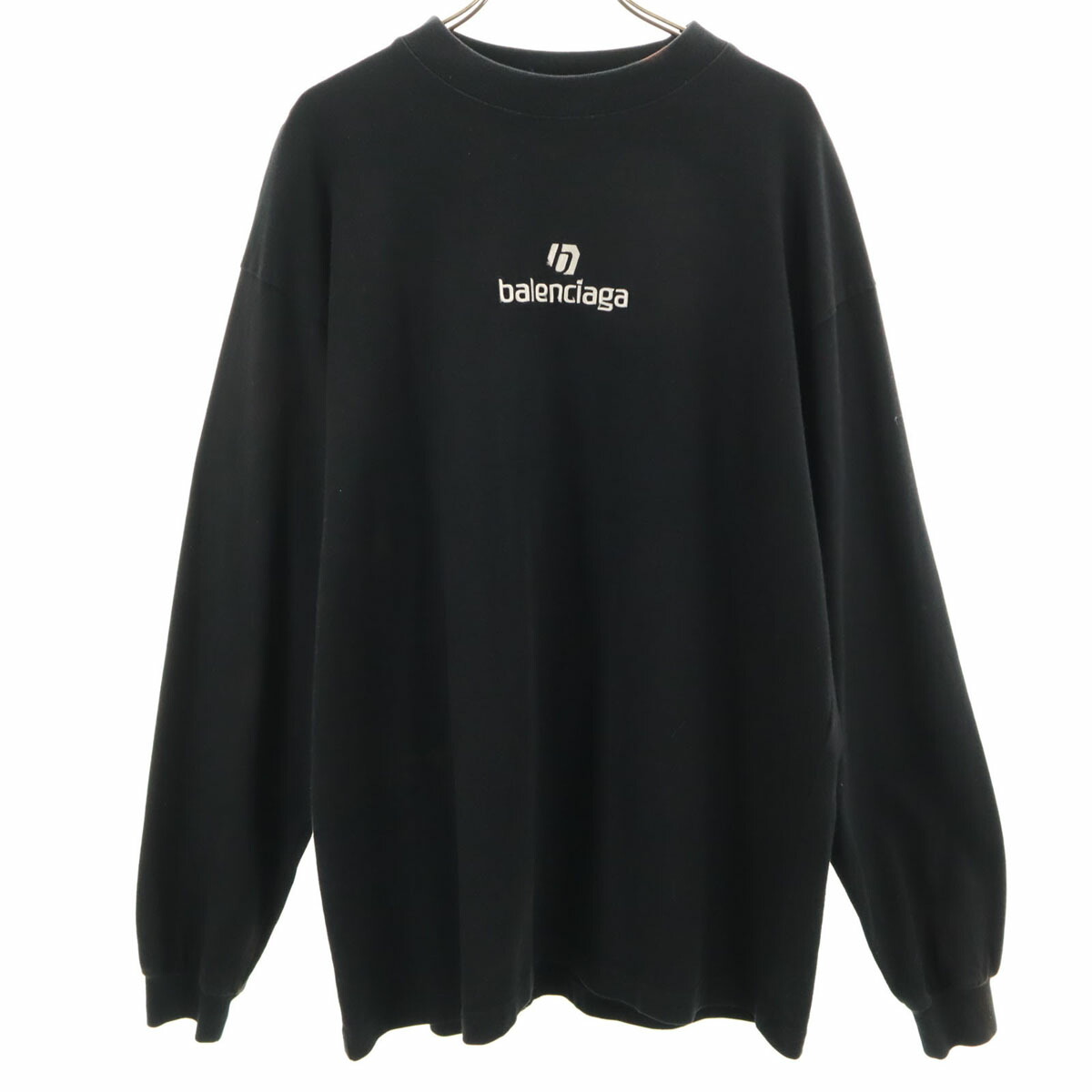 BALENCIAGA ロゴ ブラック ロングスリーブ長袖 中古・古着通販】BALENCIAGA (バレンシアガ) ロゴ刺繍ロング