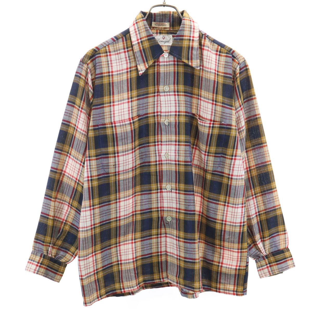 古着 ドネガル 60s 70s ヴィンテージ チェック柄 長袖 コットンシャツ M イエロー メンズ 【中古】｜古着、USED専門百貨店BIG2nd