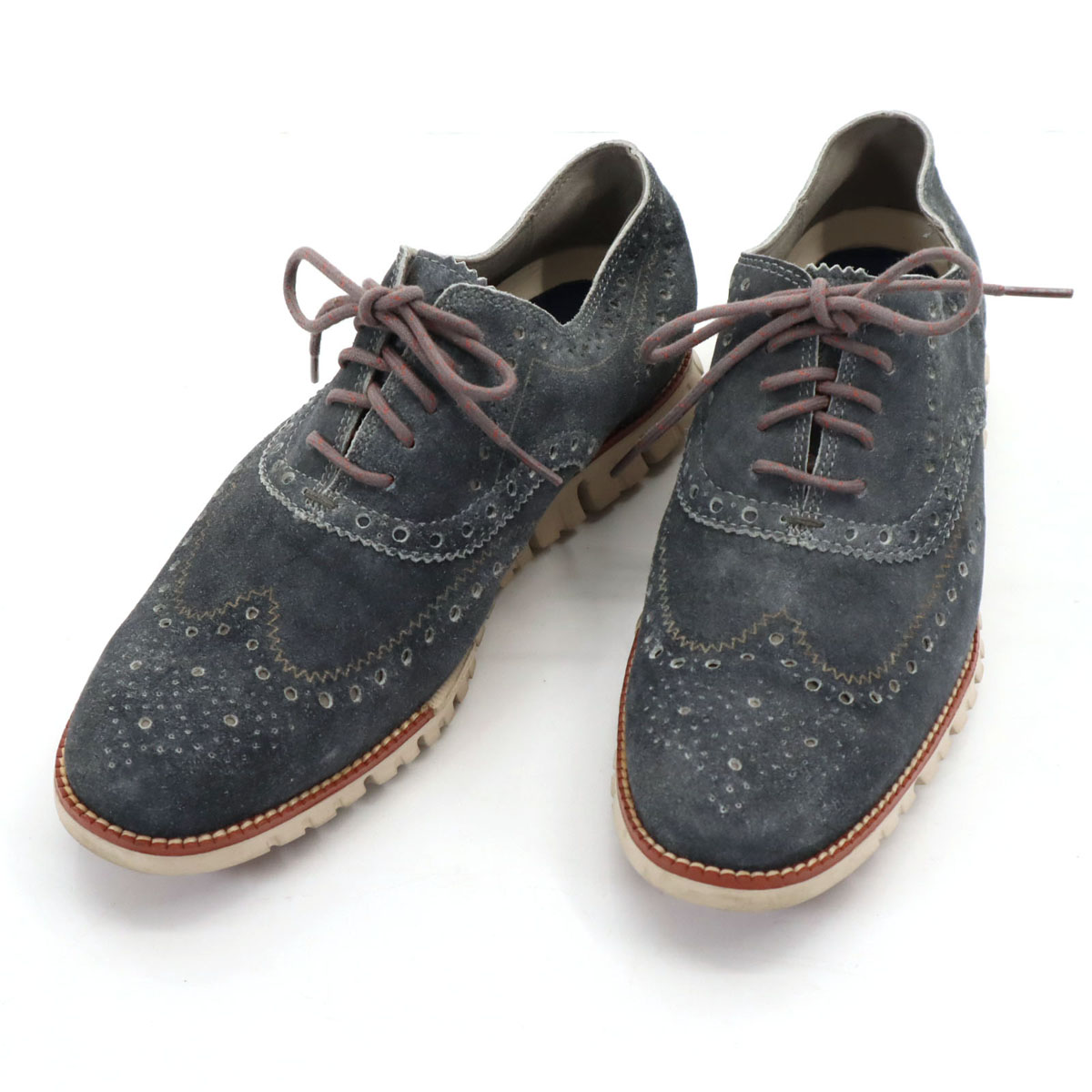 古着 COLE HAAN コールハーン ゼログランド ウィング オックスフォード スエード レザーシューズ 9M チャコールグレー C29670 メンズ 【中古】 【PD】