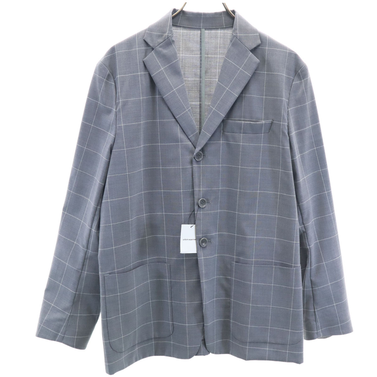 古着 未使用 uniform experiment ユニフォームエクスペリメント 20SS ウィンドウペンチェック 3B テーラードジャケット 1 グレー ポケッタブル メンズ 【中古】|古着、USED専門百貨店BIG2nd