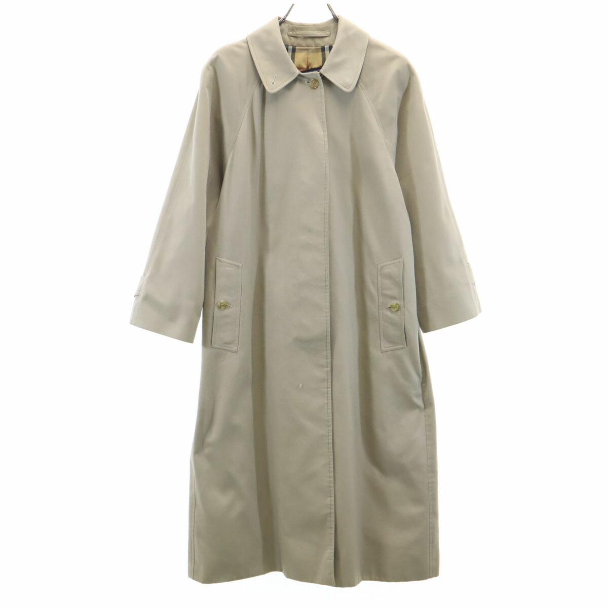 古着 Burberrys バーバリーズ 80s ヴィンテージ ノバチェック柄 ステンカラー厚地の外套 ベージュ レディース 【中古】