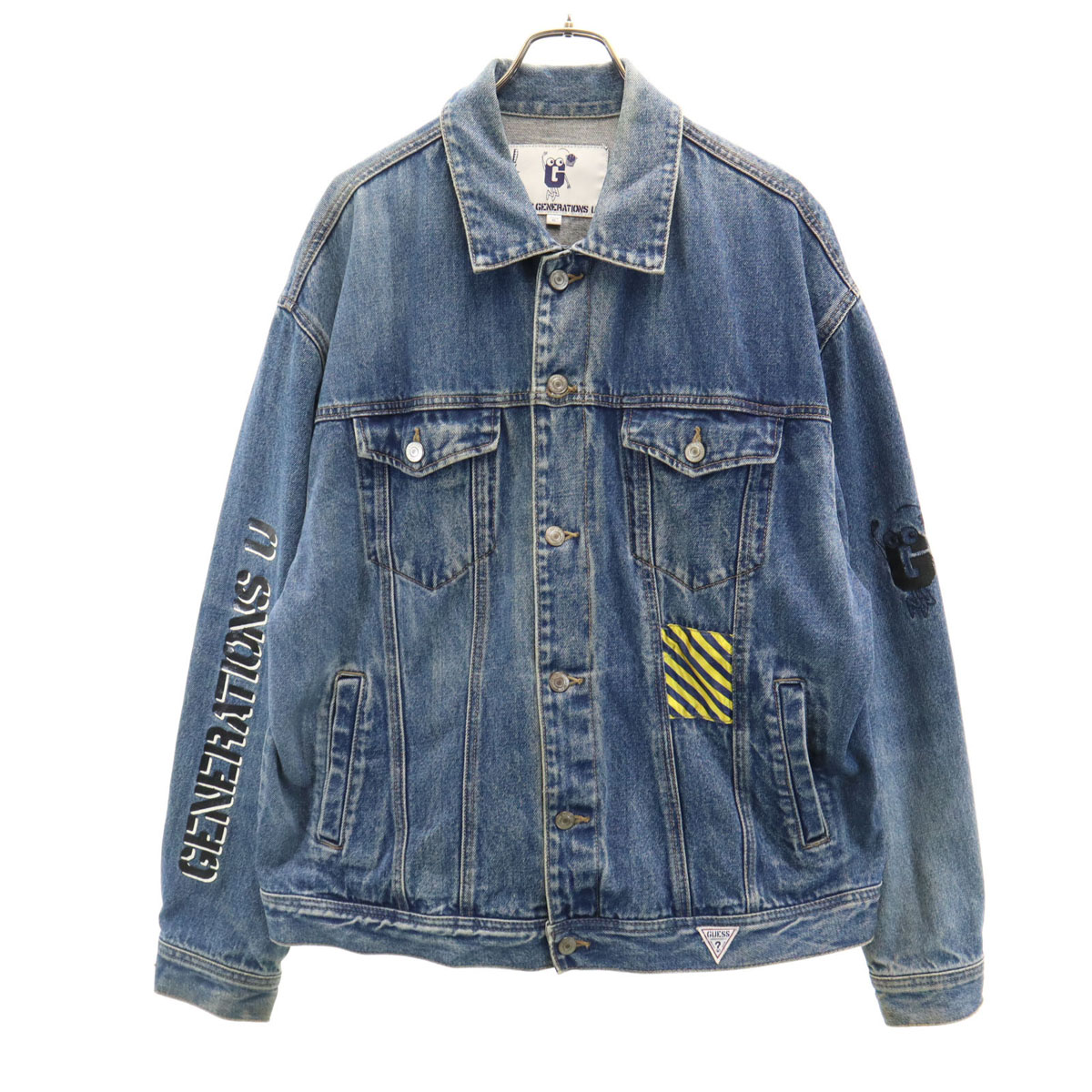 メンズ アメリカ古着 古着 ビンテージ GUESS デニムジャケット L レザー GUESS デニムジャケット gジャン 「ヴィンテージ古着」90's