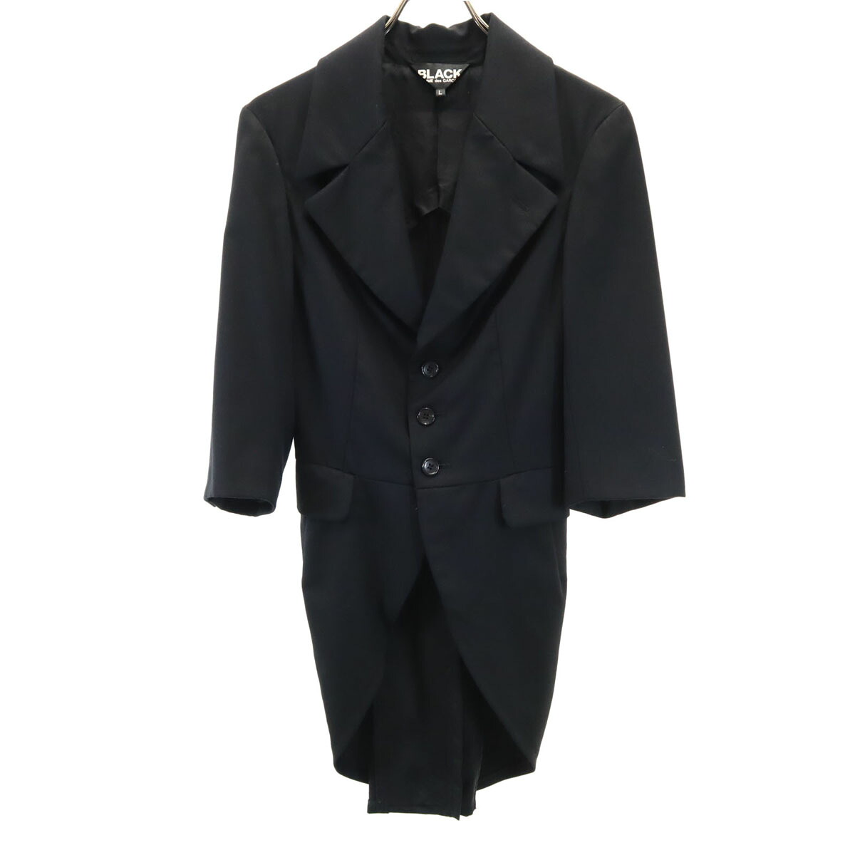 古着 BLACK COMME des GARCONS ブラックコムデギャルソン 2008年 日本製 7分袖 タキシード テーラードジャケット L ブラック レディース 【中古】｜古着、USED専門百貨店BIG2nd