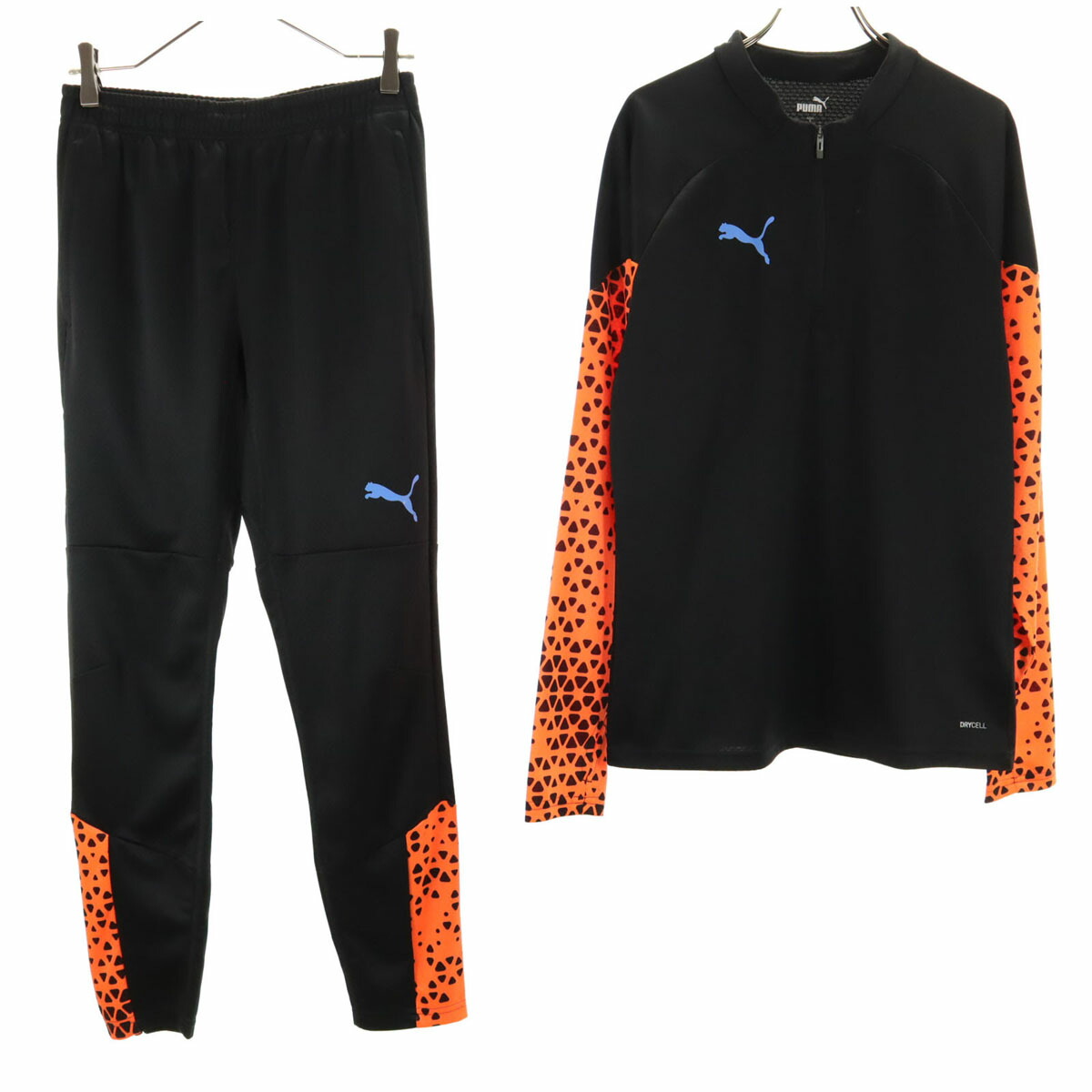 90s PUMAトラックジャケット パンツ 上下セット ブラック×レッド S〜M jkt-2692_001.jpg