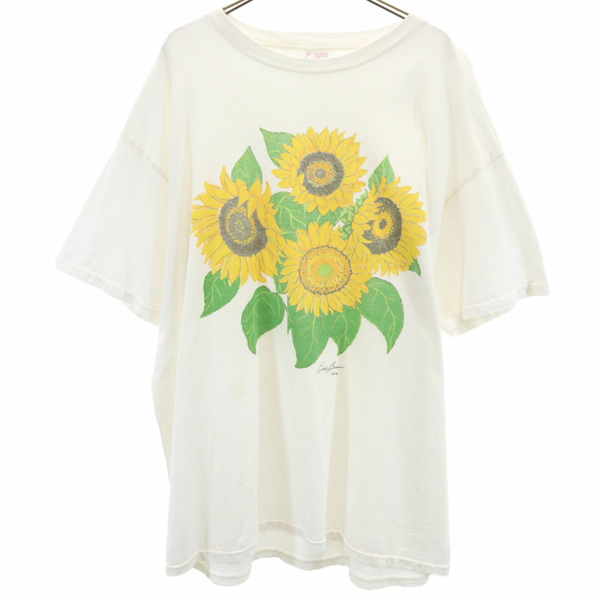 USA製 Lee ひまわり 向日葵 プリント 半袖 Tシャツ S139古着 向日葵 ひまわり 半袖 Tシャツ アート系 プリントシャツ ワン