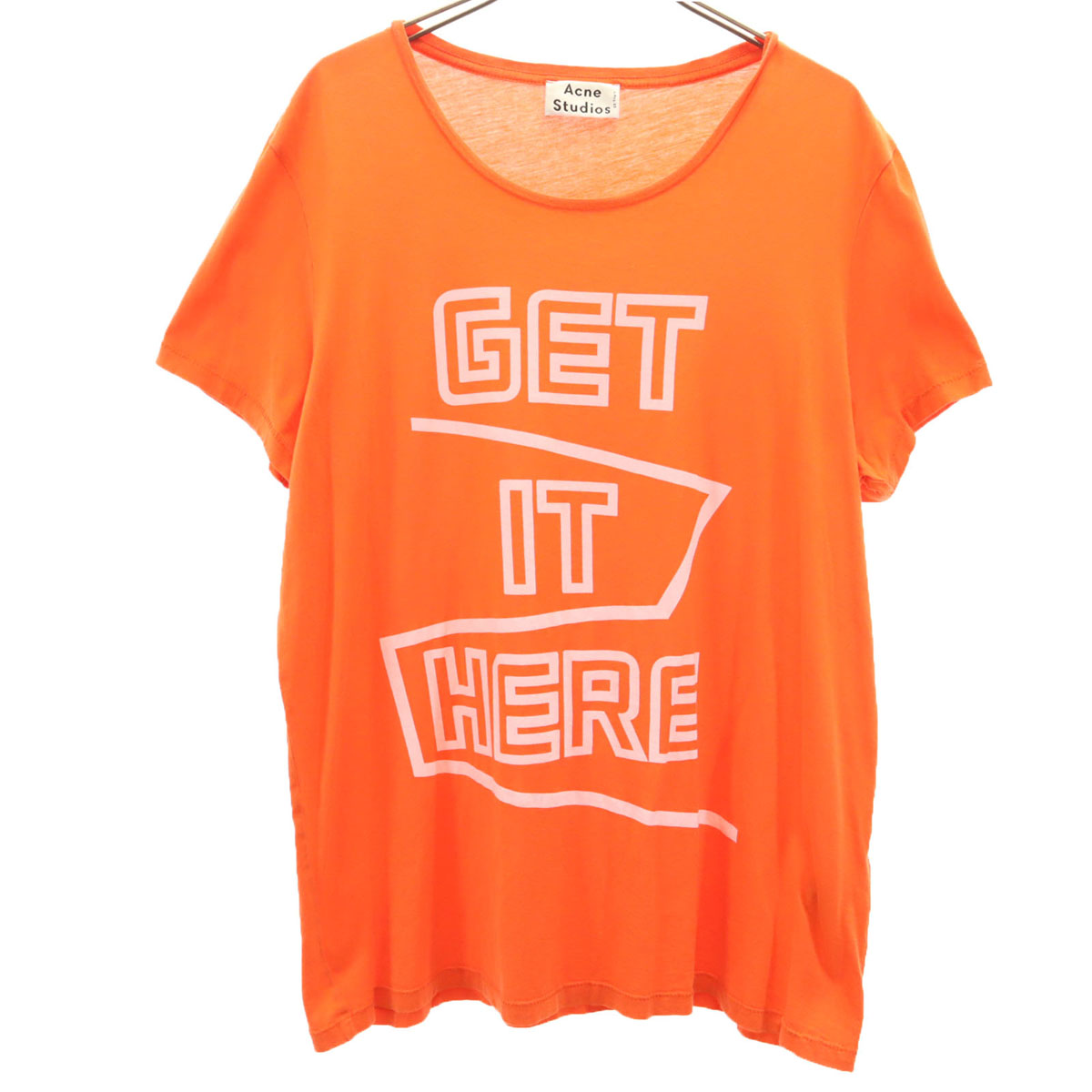 アクネストゥディオズ ロゴTシャツドレス XS オレンジ 半袖 ゆったりめ アクネストゥディオズ ロゴTシャツドレス XS オレンジ 半袖